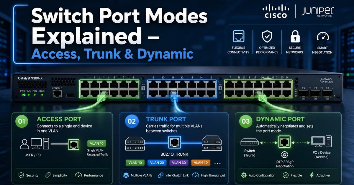 Switch Port Modes Explained – Access, Trunk & Dynamic Cho Network Engineer